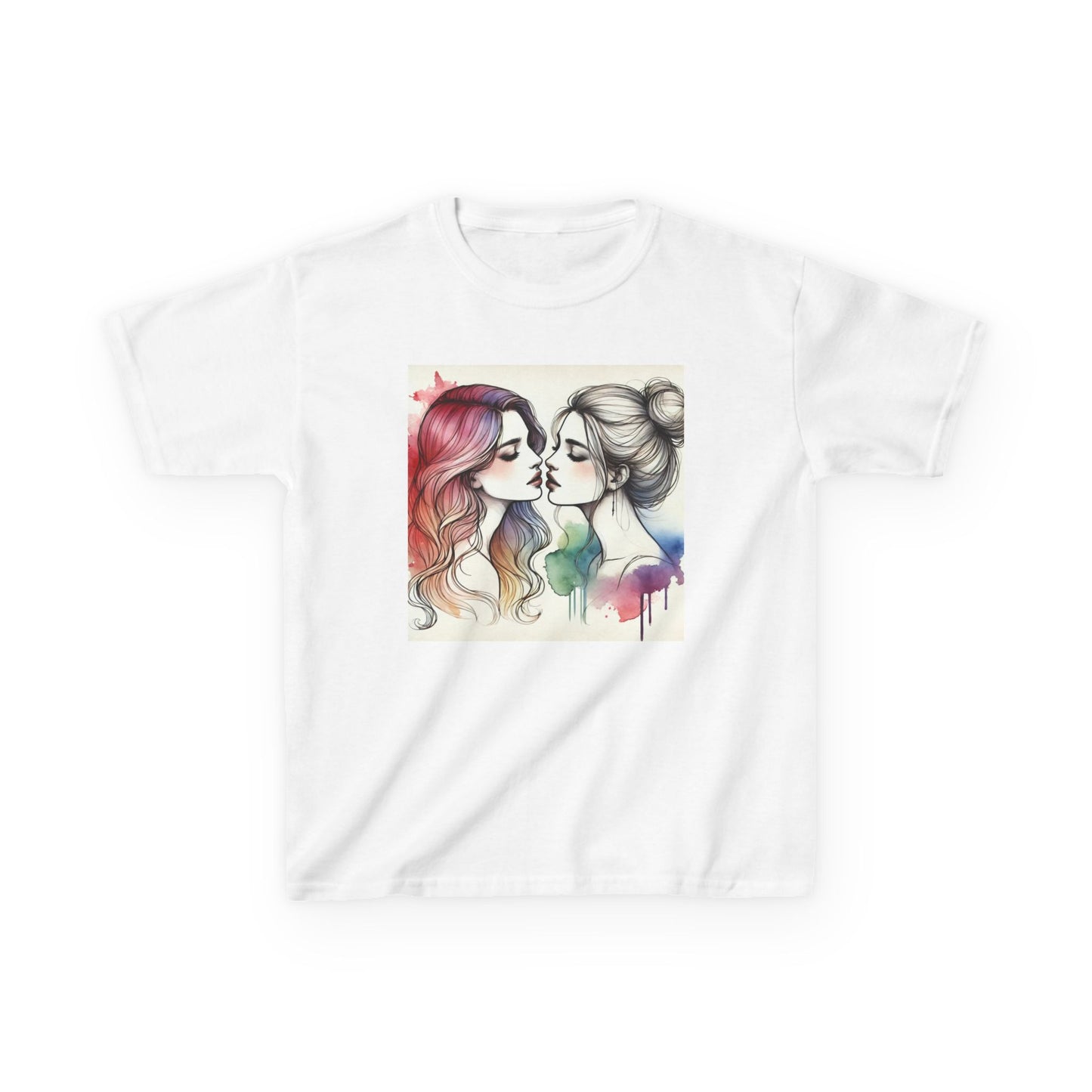 Girls kiss watercolour
