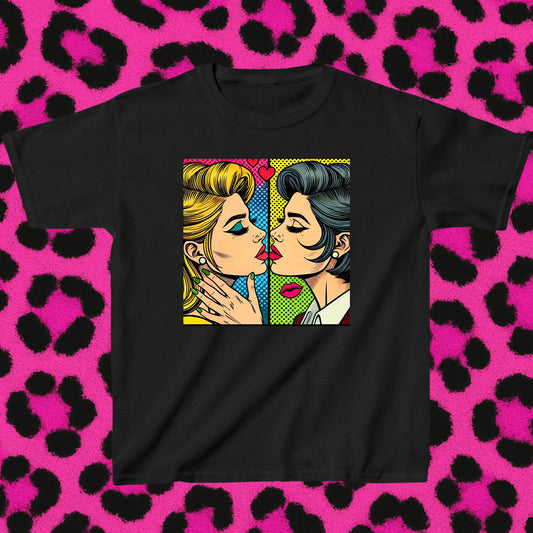 Girls kiss retro