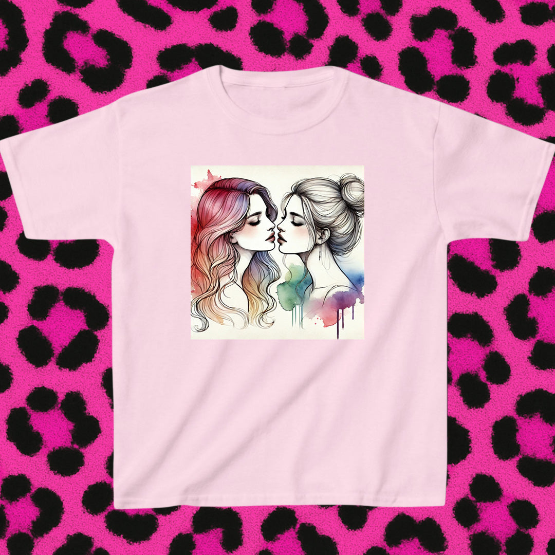 Girls kiss watercolour